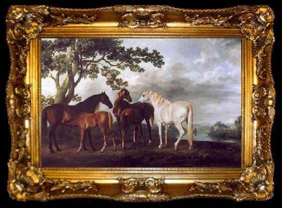 framed  George Stubbs Mares and Foals in a Landscape, ta009-2